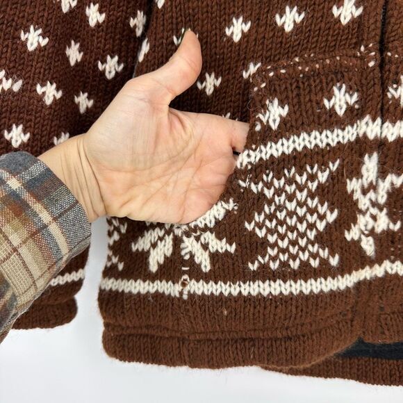 Lakhays Knit Kids Sweater Jacket Handmade Wool Full Zip Fleece Lined L - Picture 7 of 9